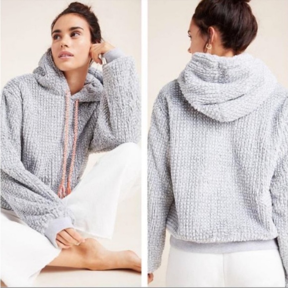Anthropologie Jackets & Blazers - Anthropologie Cozy Gray Hooded Sweater